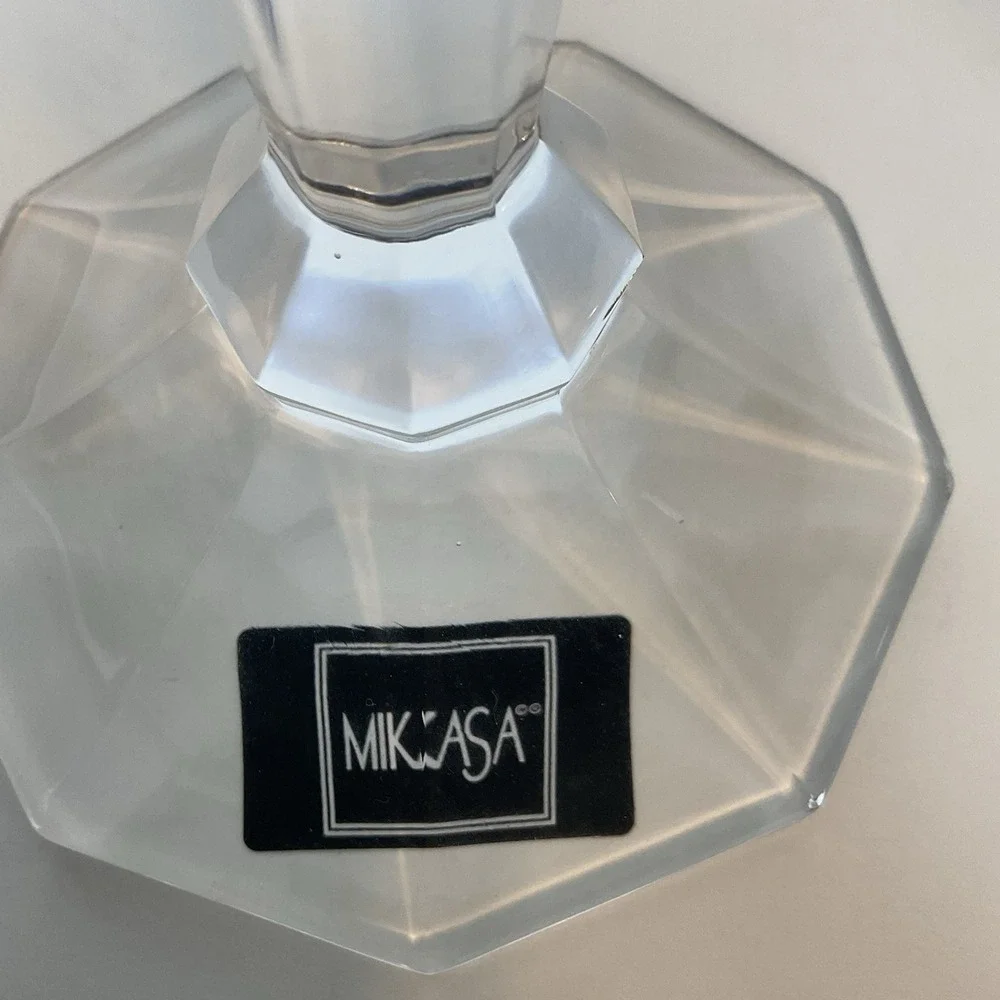 Vintage Mikasa Ice Palace Lead Crystal Candleholders‎ Ice Crystal Type Bowls